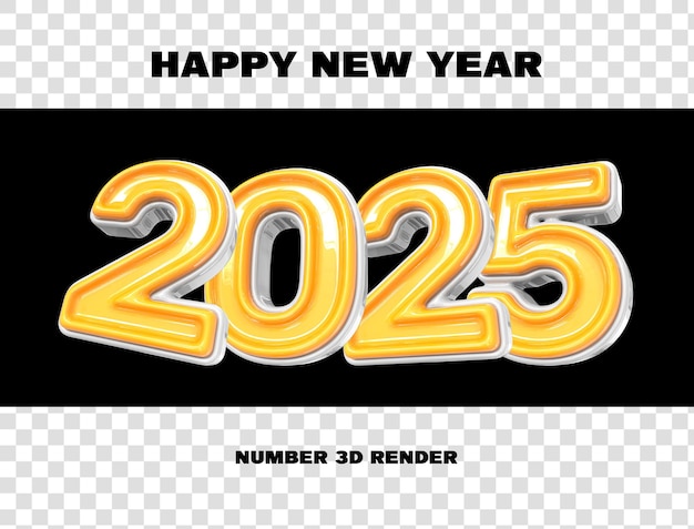 Feliz año nuevo número 2025 3D Render