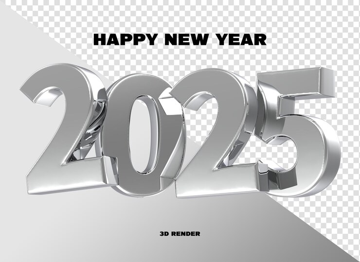 PSD feliz año nuevo número 2025 3d render