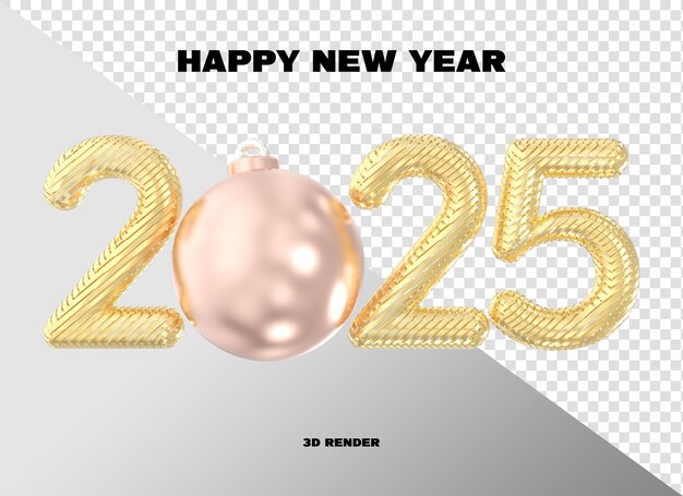 Feliz año nuevo número 2025 3D Render