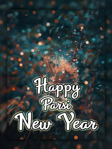 PSD feliz año nuevo parsi nowruz fuegos artificiales de vacaciones celebrando el año nuevo para el diseño de publicaciones en las redes sociales