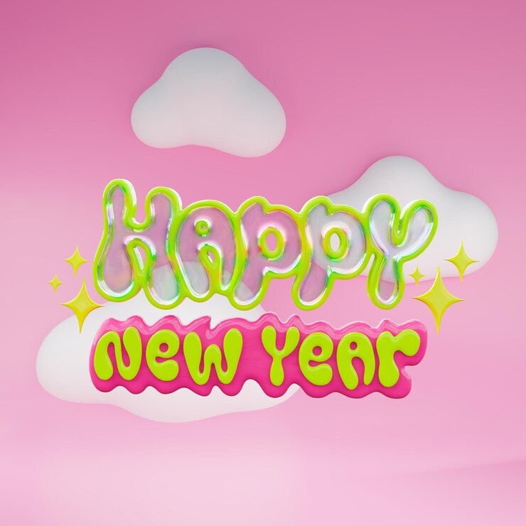 PSD feliz año nuevo póster de tipografía en 3d