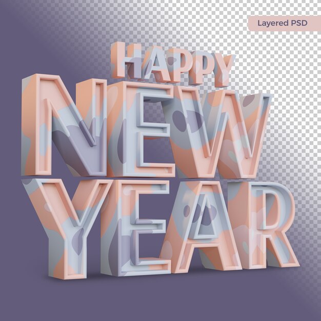 Feliz año nuevo render letra negrita aislado