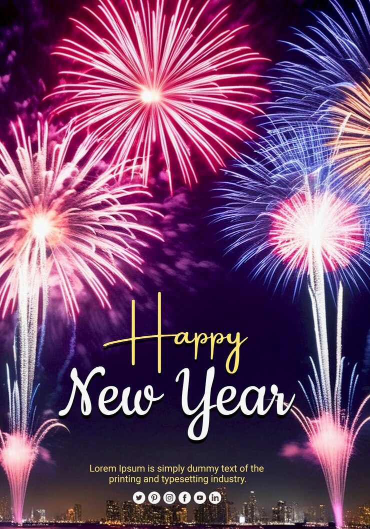 PSD feliz año nuevo tarjeta especial de felicitación con archivo psd