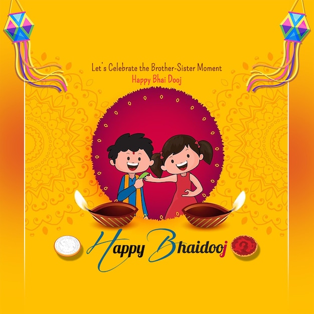 Feliz bhai dooj fiesta india hermano y hermana tarjeta