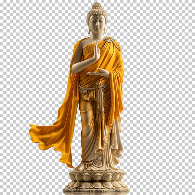 PSD feliz buda purnima estatua de oro de buda festival del día de vesak aislado en un fondo transparente
