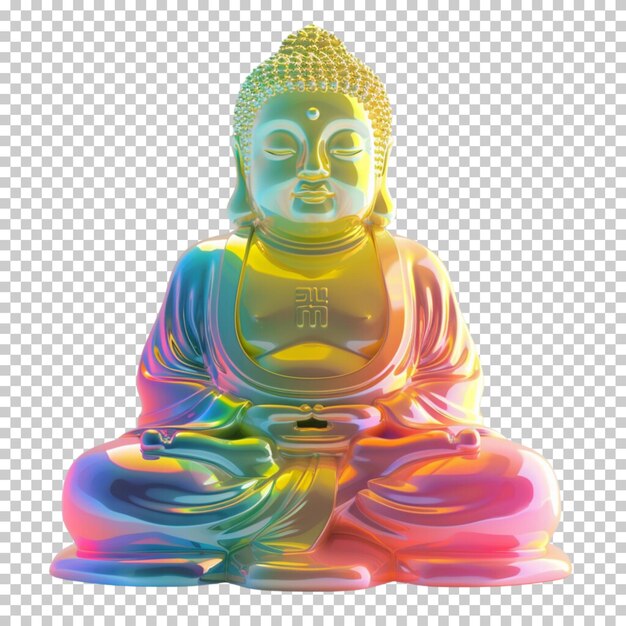 Feliz buda purnima estatua de oro de buda festival del día de vesak aislado en un fondo transparente