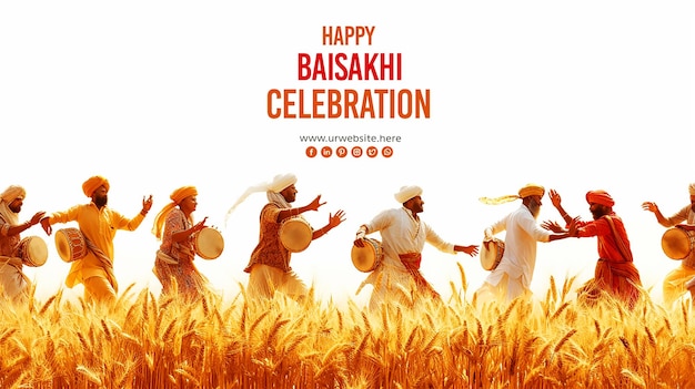 Feliz campo de trigo de baisakhi para design de cartaz do festival de colheita punjabi