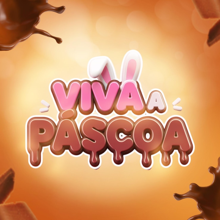 PSD feliz celebração da páscoa com orelhas de coelho de chocolate