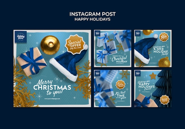 Feliz celebração de férias postagens no Instagram