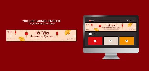Feliz celebração de têt banner do YouTube