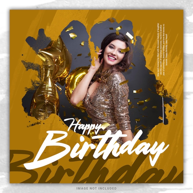 Feliz celebración de cumpleaños y aniversario de boda Marco de fotos plantilla de banner de publicación en redes sociales