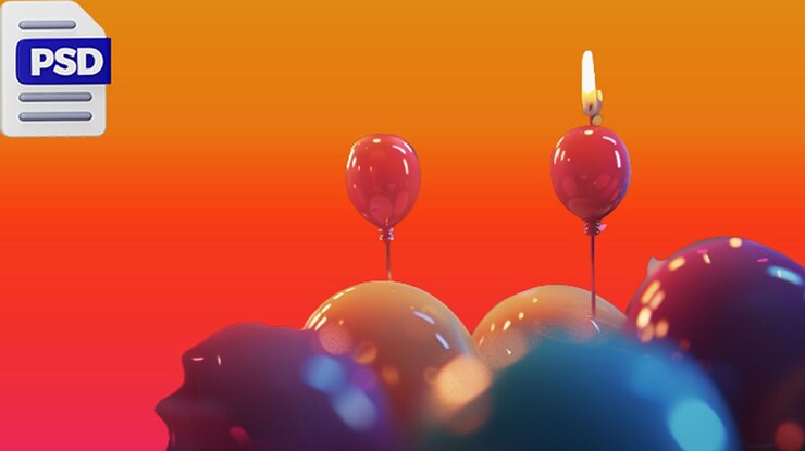 PSD feliz celebración del cumpleaños