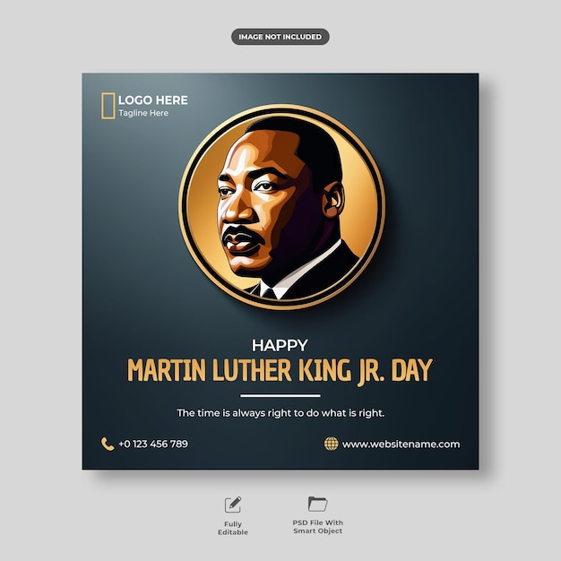 PSD feliz celebración del día de martin luther king jr. diseño de publicaciones en las redes sociales o plantilla de banner