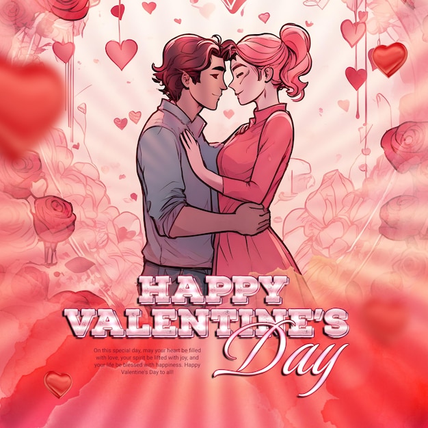 PSD feliz celebración del día de san valentín las redes sociales publican un banner de plantilla