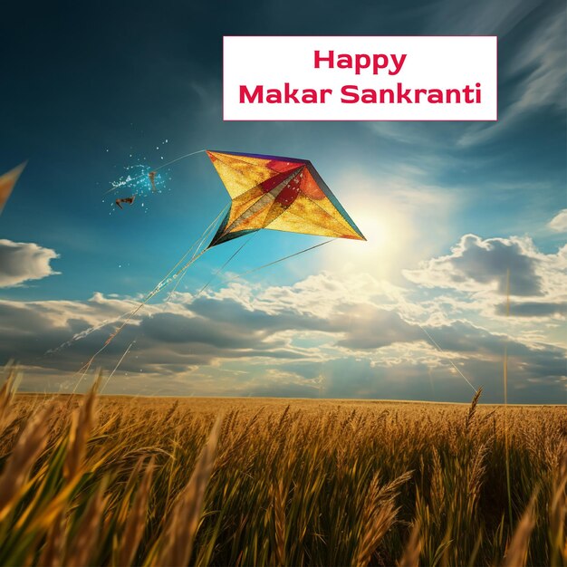 PSD feliz celebración del festival makar sankranti con niños y cometas