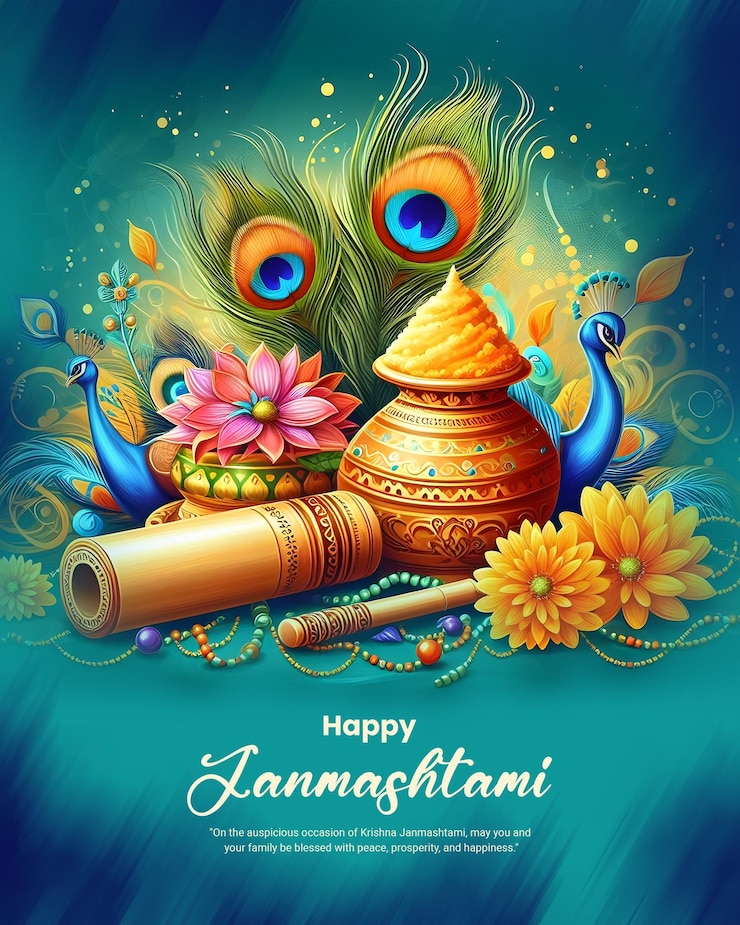 PSD feliz celebración de krishna janmashtami festival indio en las redes sociales