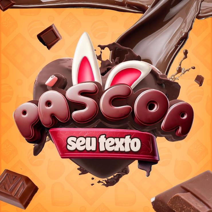 PSD feliz corazón de chocolate de pascua