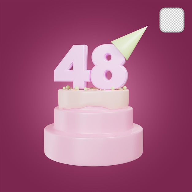 Feliz cumpleaños 48 años ilustración 3d