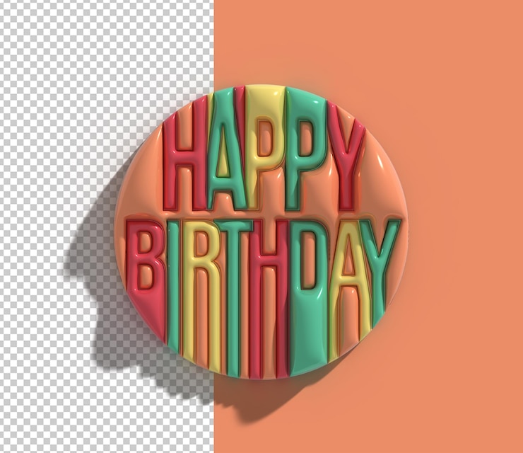 PSD feliz cumpleaños arte lineal 3d psd transparente diseño de texto