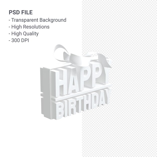 Feliz cumpleaños con lazo y cinta de diseño 3d
