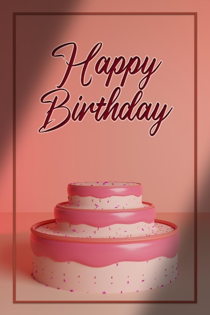 PSD feliz cumpleaños, plano de fondo, diseño, 3d, render