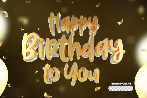 PSD feliz cumpleaños renderizado 3d