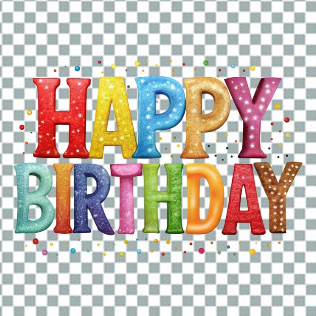 PSD feliz cumpleaños tipografía o caligrafía letras con globos