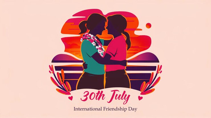 PSD feliz día de la amistad con dos amigos abrazándose