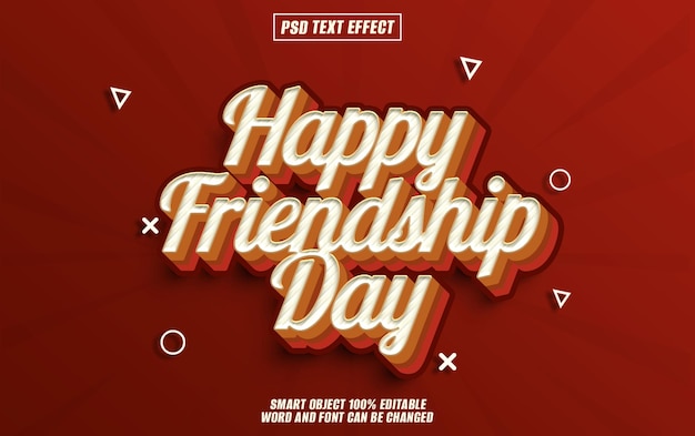 feliz día de la amistad efecto de texto fuente editable tipografía texto 3d