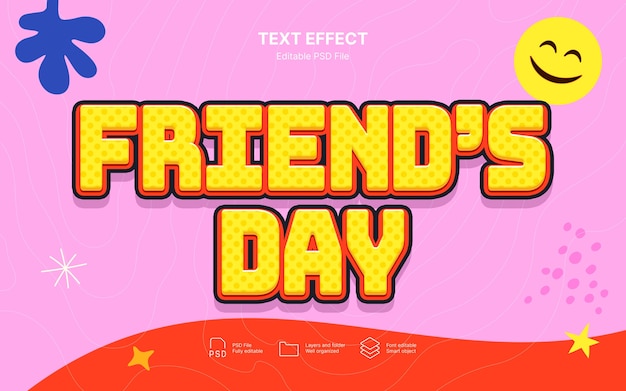 Feliz día de la amistad Efecto de texto