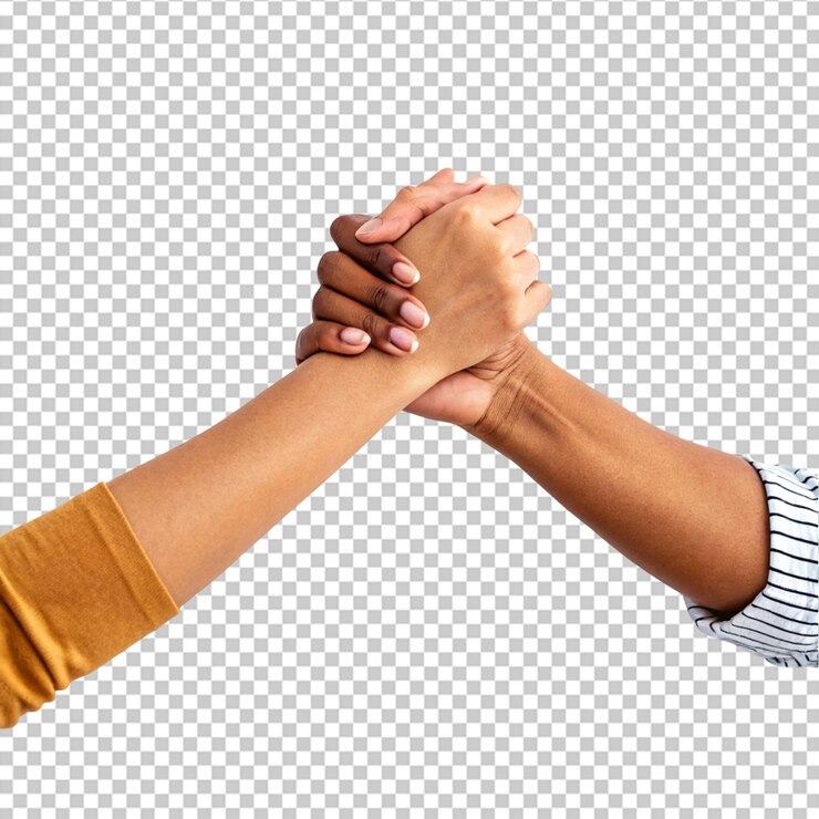 PSD feliz día de la amistad manos juntas sobre fondo blanco