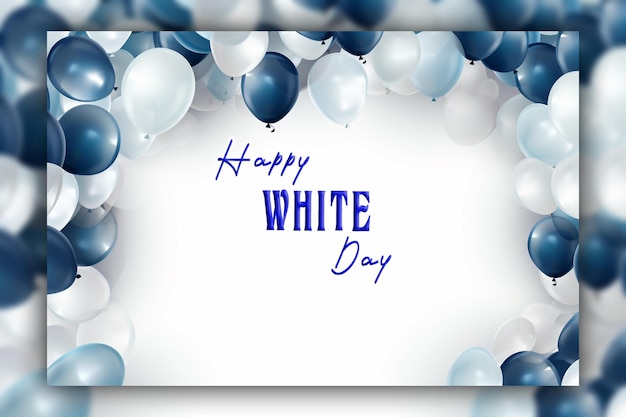 PSD feliz día blanco corazones blancos fondo azul para el diseño de redes sociales