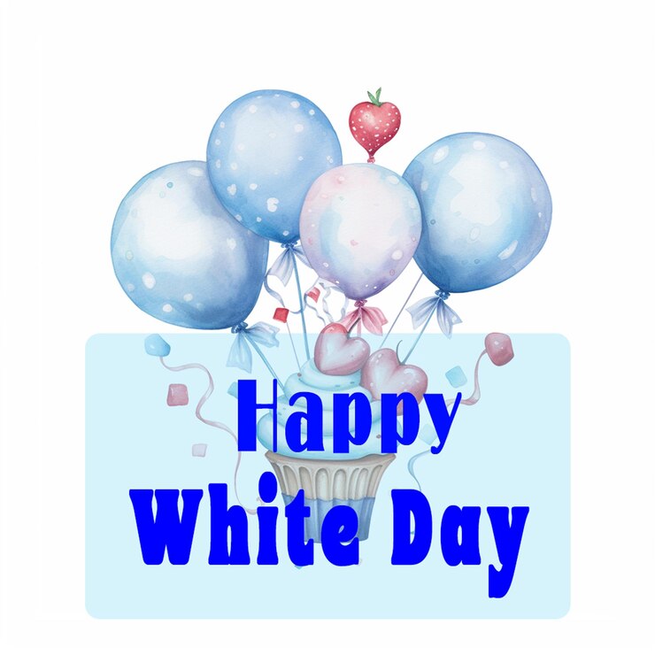 PSD feliz día blanco saludos corazones azules fondo blanco