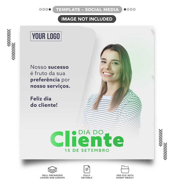 Feliz día del cliente Redes sociales PSD editable