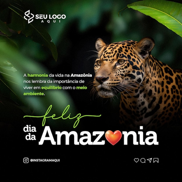 PSD feliz dia da amazonia equilibrio com o meio ambiente médias sociaux psd editavel