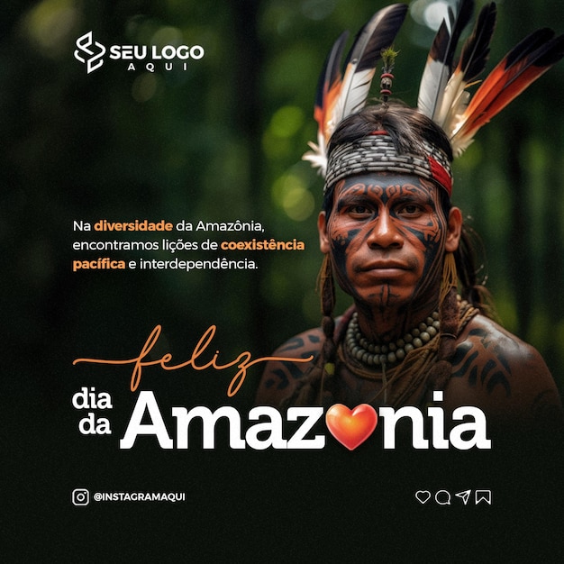 PSD feliz dia da amazônia na diversidade da amazônia lições de coexistência pacifica social media psd editavel