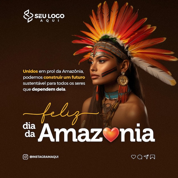 Feliz dia da amazônia unidos em prol da amazônia podemos construir um futuro sustentável social media psd editavel