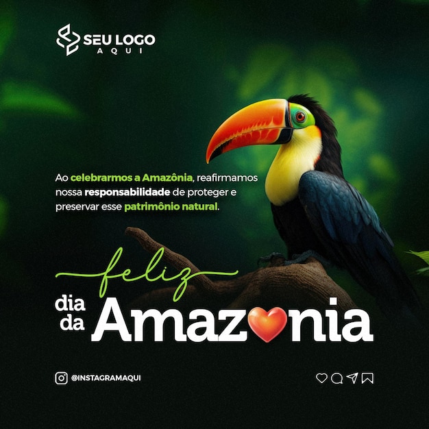PSD feliz dia da amazonia unsere verantwortung für den schutz und die bewahrung von social media psd editavel