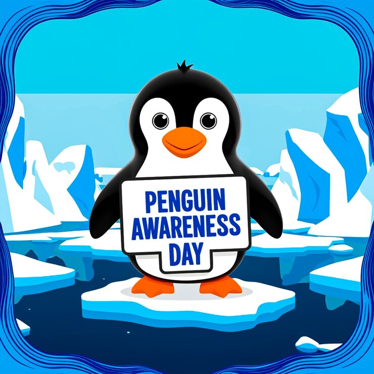 PSD feliz dia da conscientização do pinguim design de mídia social