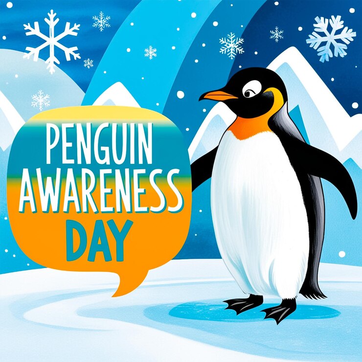 PSD feliz dia da conscientização do pinguim design de mídia social
