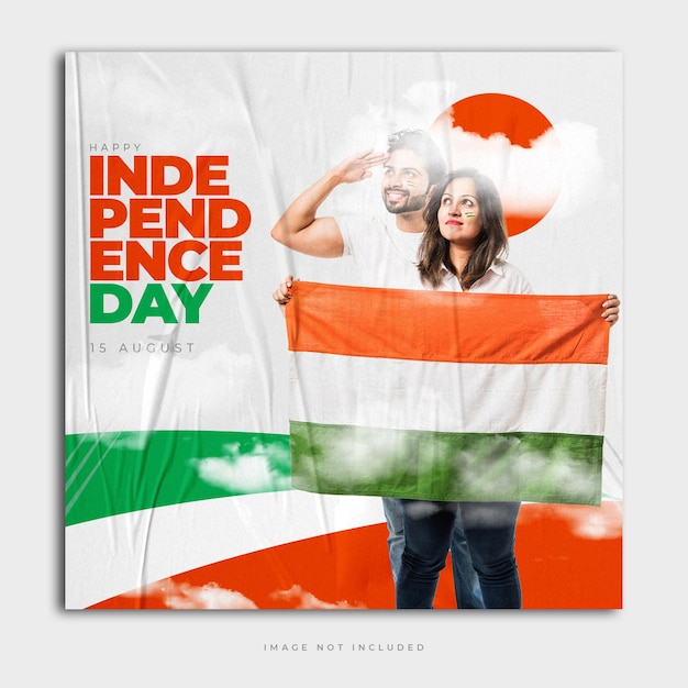 PSD feliz dia da independência índia instagram modelo de banner de postagem de mídia social