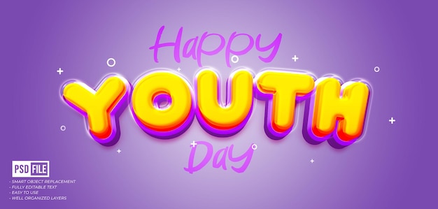 PSD feliz dia da juventude efeito de texto de estilo 3d editável