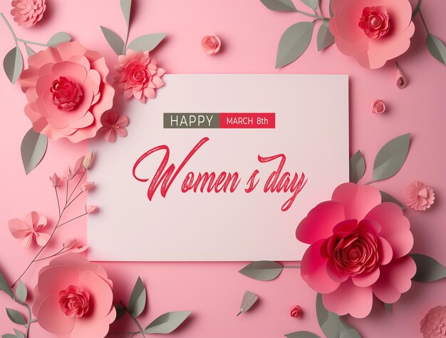 PSD feliz dia da mulher com cartão decorativo de flores