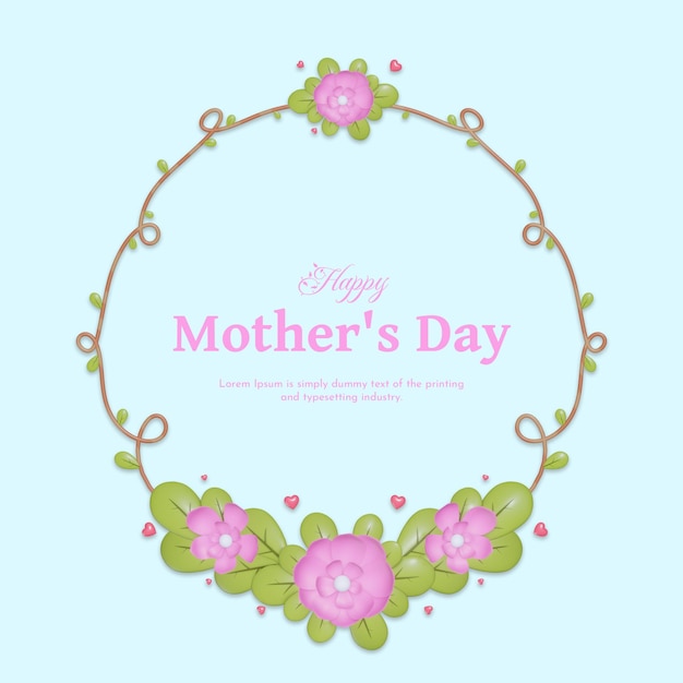 Feliz dia das mães com flores fofas decorativas