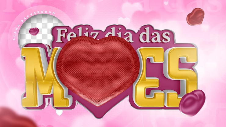 PSD feliz dia das mães etiqueta 3d para composição no brasil