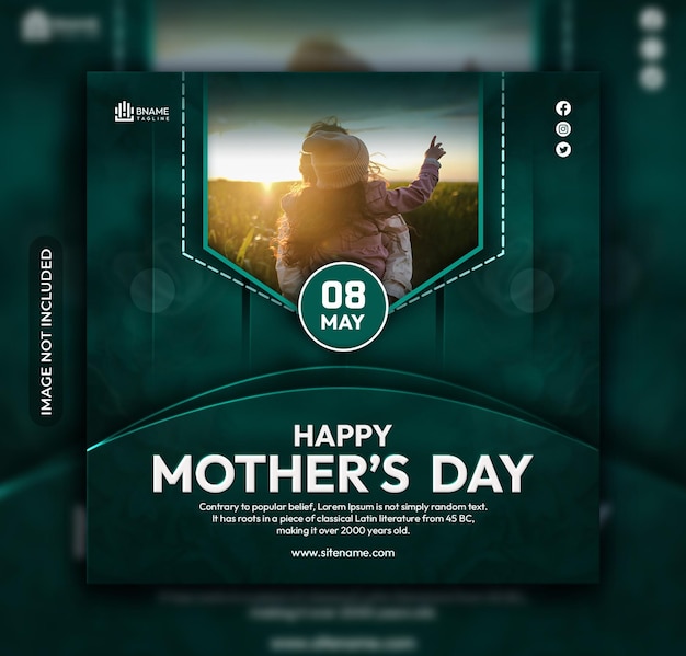 Feliz dia das mães modelo de banner de postagem do instagram de mídia social