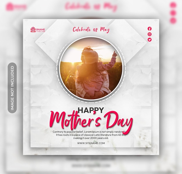 Feliz dia das mães modelo de banner de postagem do instagram de mídia social