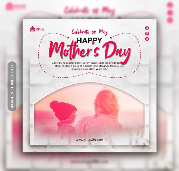 PSD feliz dia das mães modelo de banner de postagem do instagram de mídia social