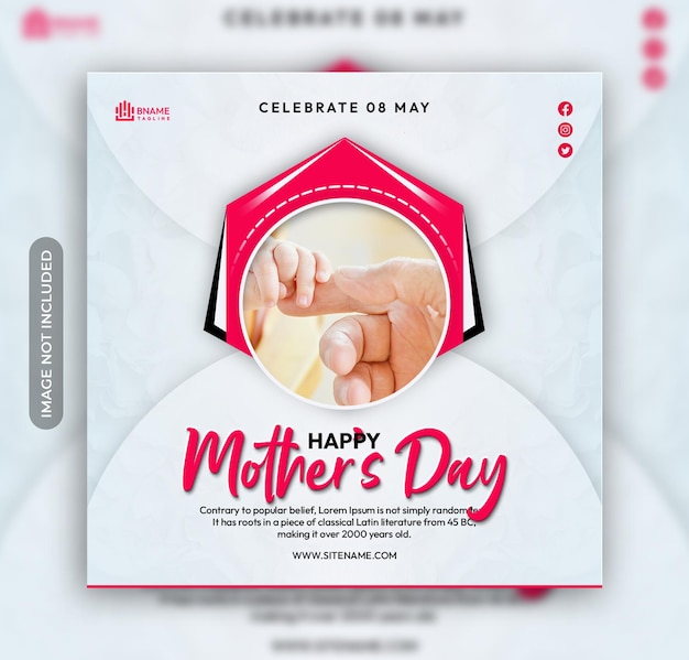 Feliz dia das mães modelo de banner de postagem do instagram de mídia social