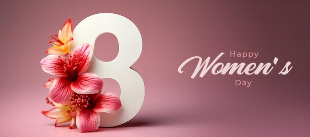 PSD feliz dia das mulheres 8 de março dia internacional das mulheres fundo com flores vermelhas ou rosa